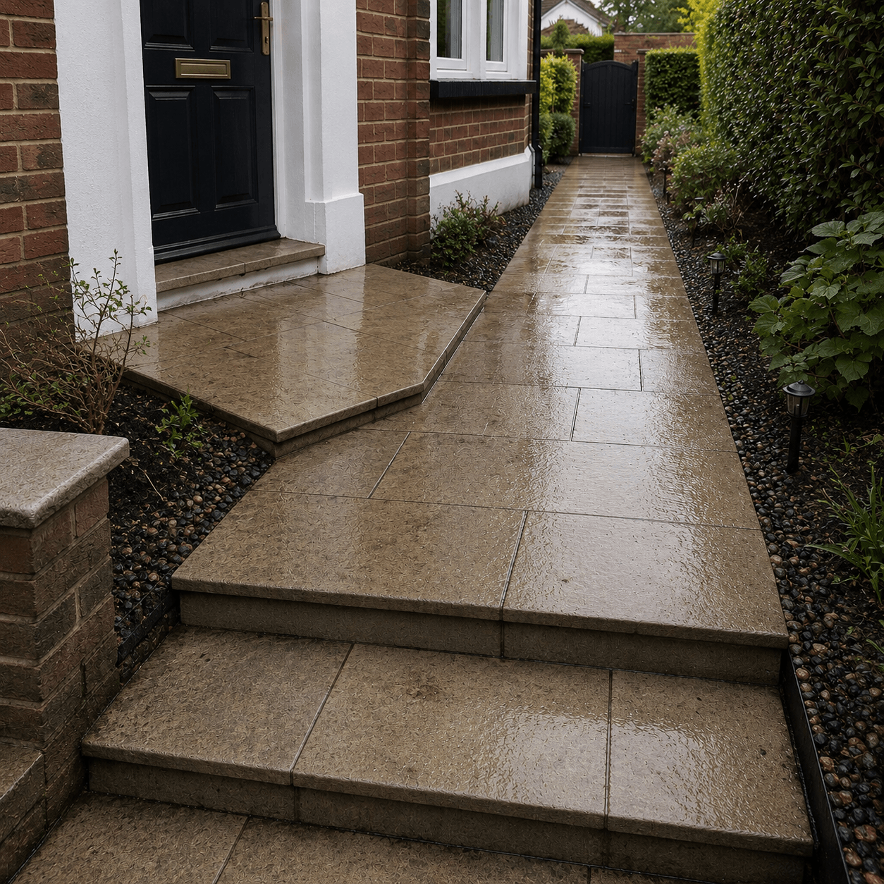 Freshly cleaned front path and steps